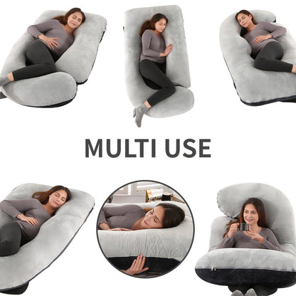 Maternity Pillow Full Body Pillow J-Shaped Pregnancy Pillow with Removable Cover Back Leg Tummy Support Multiple Styles & Sizes