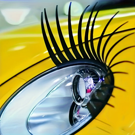 Car Headlight Eyelash Stickers – Cute Funny Lash Decals for All Vehicles, Festive Christmas Car Accessory, Universal Fit Headlight Decoration (2pcs)