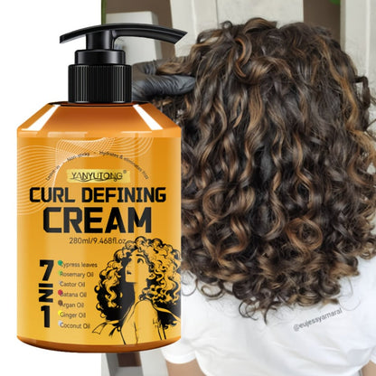 Curl Defining Cream 7-in-1 with Argan Oil & Rosemary Oil 280ml — Frizz Control, Natural Fluffiness & Long-Lasting Hold for Wavy, Curly &