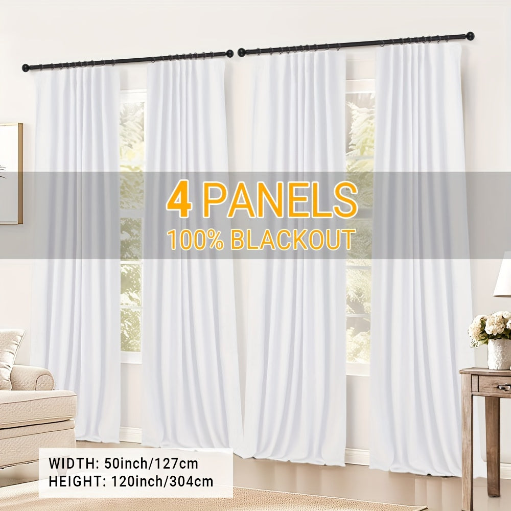 Four-Panel Textured Window Curtain Set in Ten Colors and 50-Inch Width with Four Exact Length Options