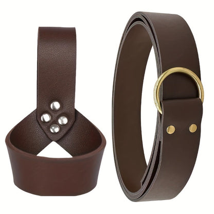 Costume Accessories Faux Leather Knife Sheath and Belt Options in Black or Brown for Medieval Outfits