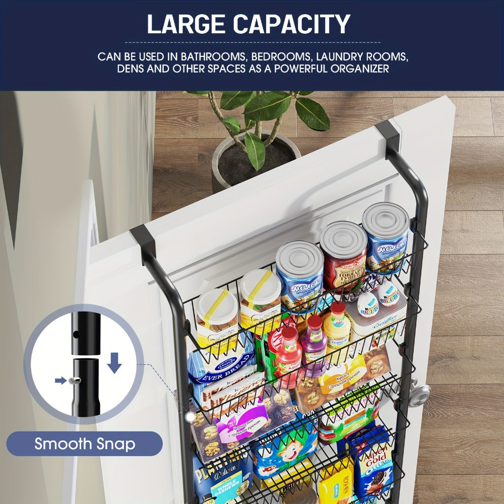 Over The Door Organizer - Multi-Layer Pantry Storage Rack for Kitchen Bathroom Laundry Room, Space Saving Door Hanging Shelf