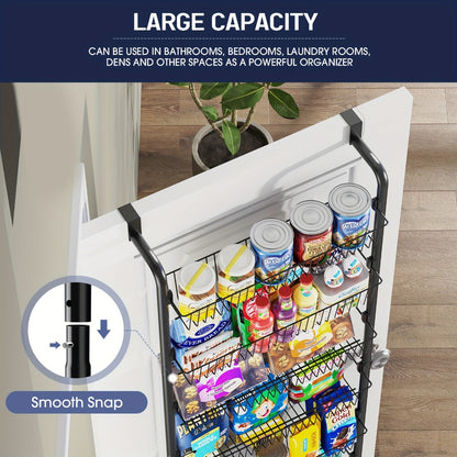 Over The Door Organizer - Multi-Layer Pantry Storage Rack for Kitchen Bathroom Laundry Room, Space Saving Door Hanging Shelf