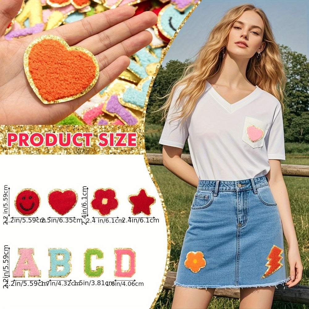 Chenille Patch - Letter Patches A-Z Set of 78 - Self-Adhesive Alphabet Iron-On Patches for - product detail view 2