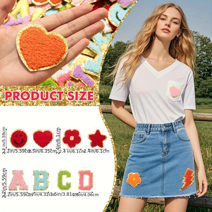 Chenille Patch - Letter Patches A-Z Set of 78 - Self-Adhesive Alphabet Iron-On Patches for - product detail view 2