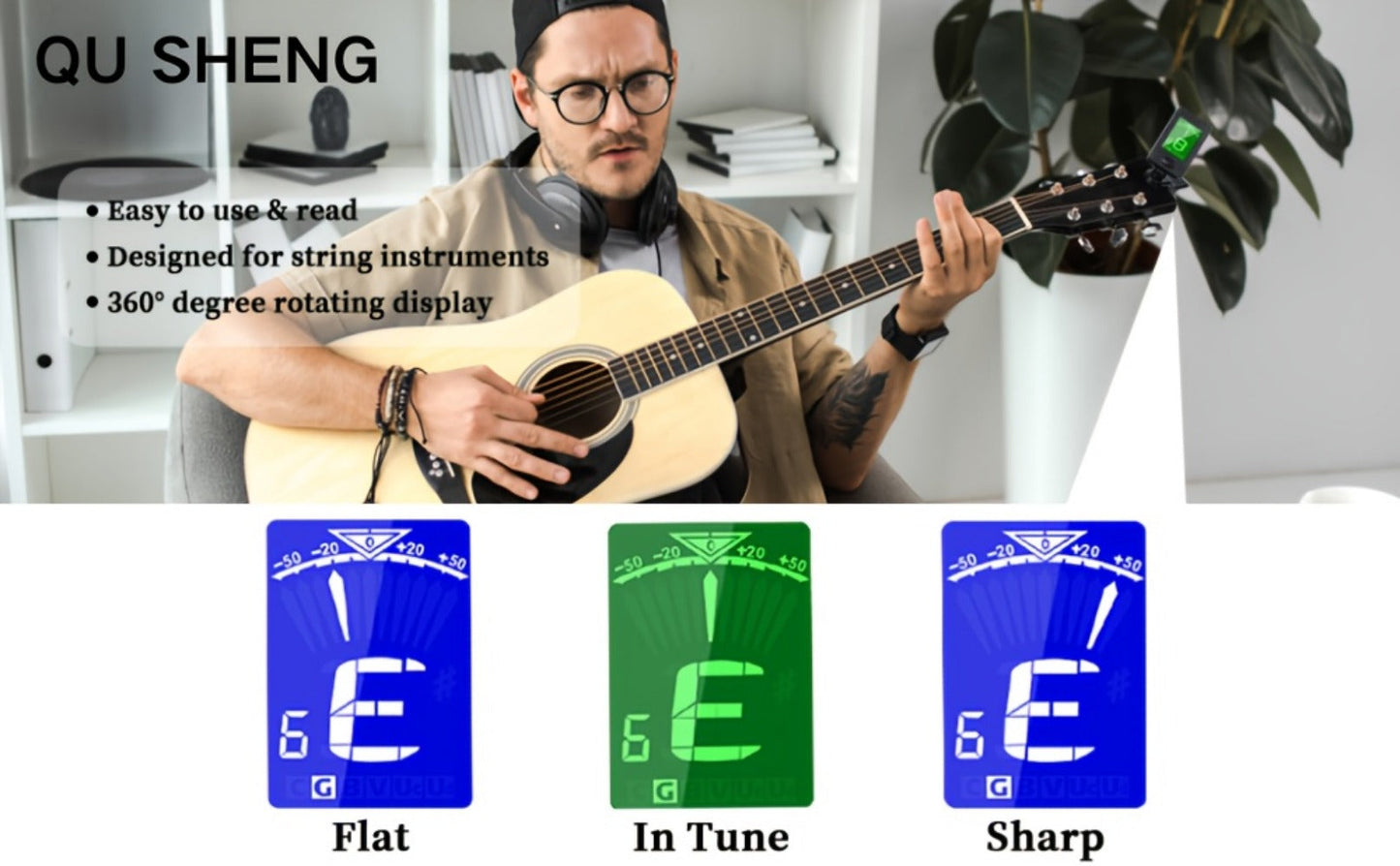Chromatic Instrument Tuner, 9 Pcs Rosewood, Portable, Guitar, Accessories for Guitar detail image - detail view 13