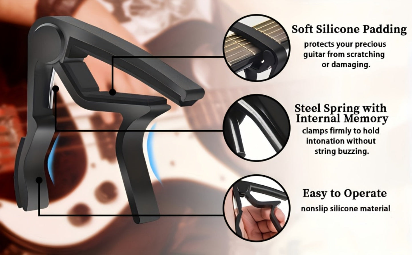 Chromatic Instrument Tuner, 9 Pcs Rosewood, Portable, Guitar, Accessories for Guitar detail image - detail view 16