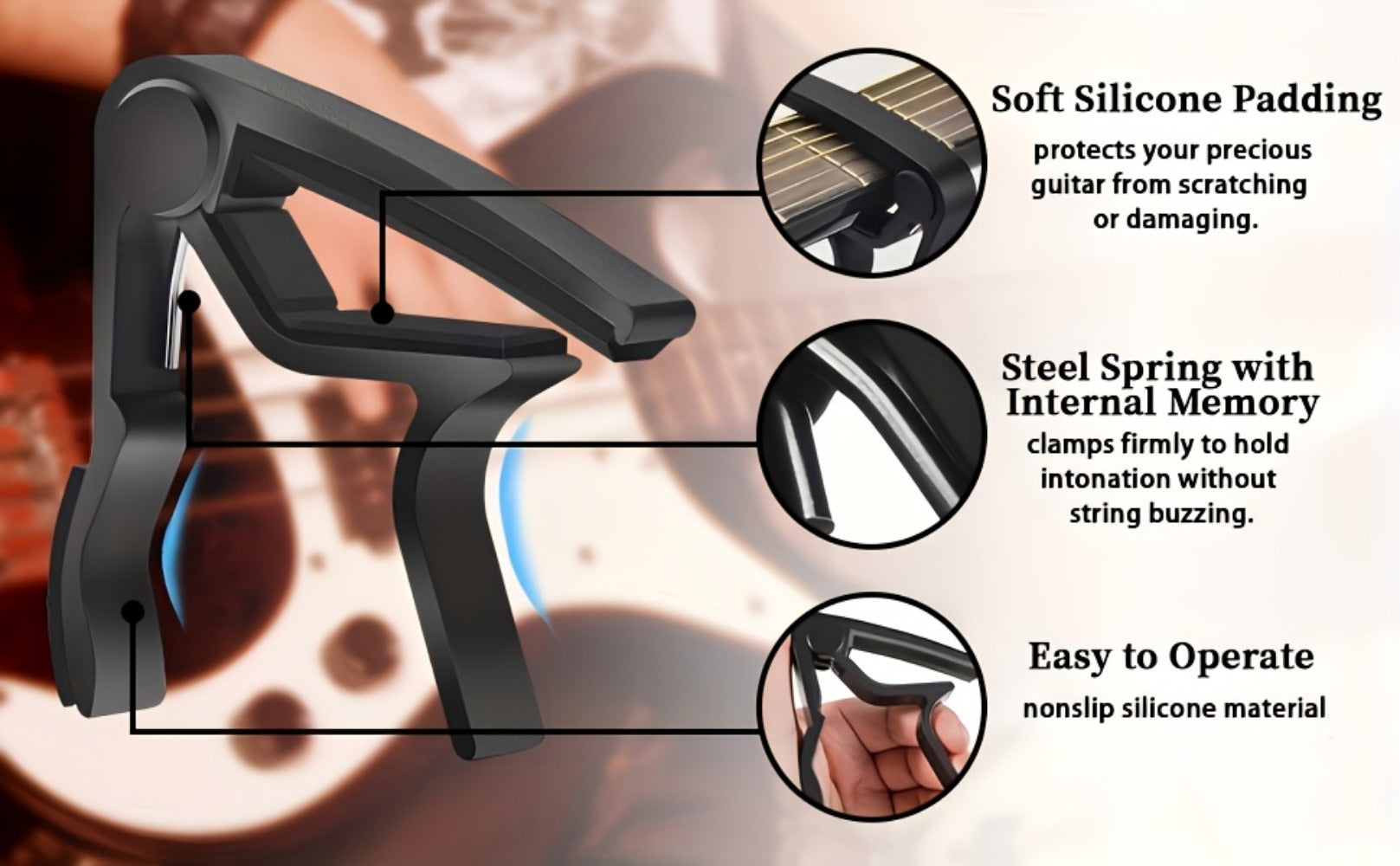 Chromatic Instrument Tuner, 9 Pcs Rosewood, Portable, Guitar, Accessories for Guitar detail image - detail view 16