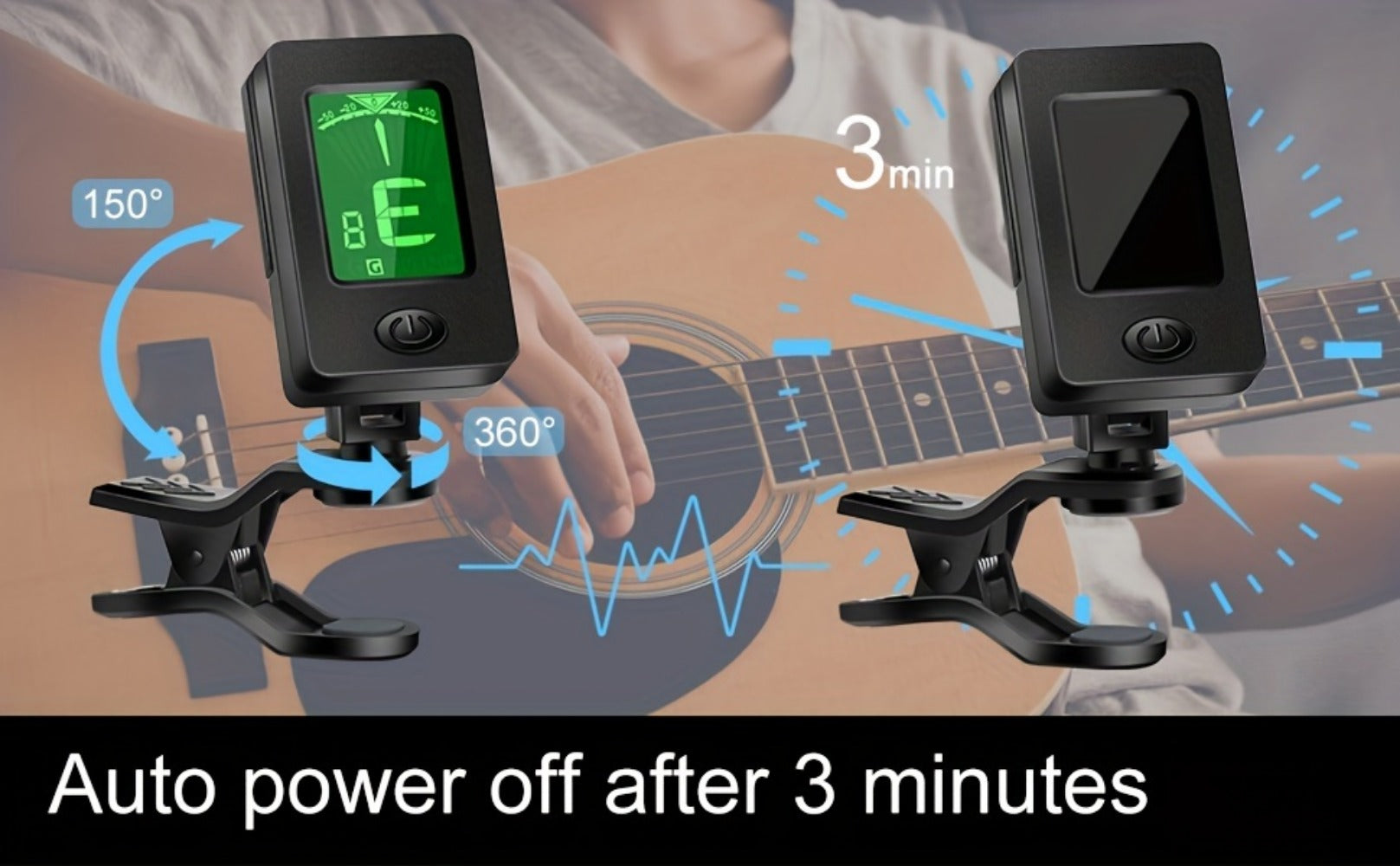Chromatic Instrument Tuner, 9 Pcs Rosewood, Portable, Guitar, Accessories for Guitar detail image - detail view 17