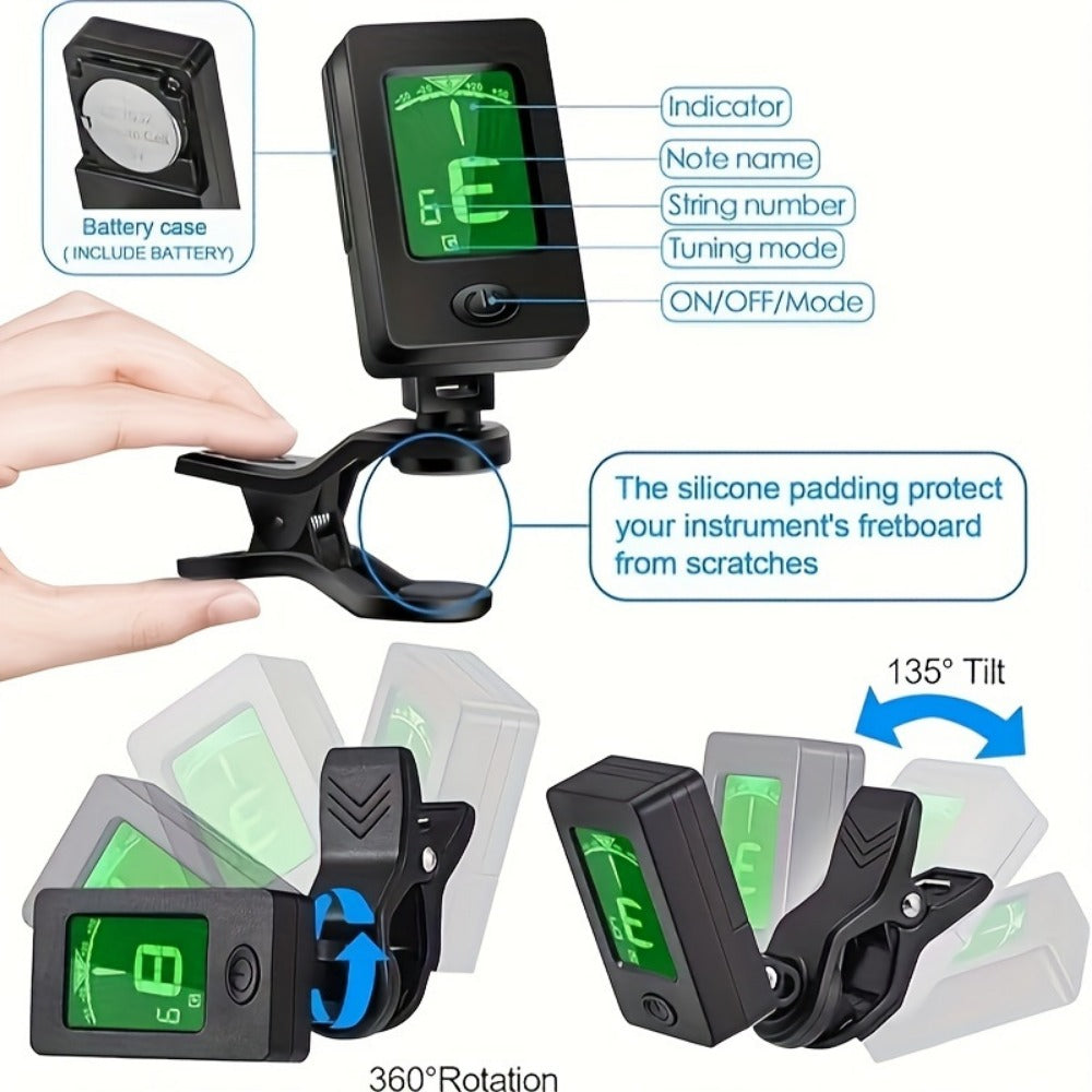 Chromatic Instrument Tuner, 9 Pcs Rosewood, Portable, Guitar, Accessories for Guitar detail image - detail view 6