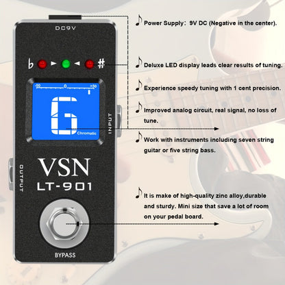Chromatic Instrument Tuner, Tuner Pedal, True Bypass, Pedal for Guitar and Bass Tuning detail image - detail view 4