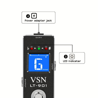 Chromatic Instrument Tuner, Tuner Pedal, True Bypass, Pedal for Guitar and Bass Tuning detail image - detail view 6