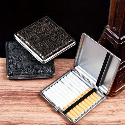 Cigarette Case - Leather & Metal 3 Pack Waterproof Snap Closure Creative Storage Box for - main product view