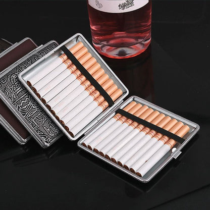 Cigarette Case - Leather & Metal 3 Pack Waterproof Snap Closure Creative Storage Box for - product detail view 4