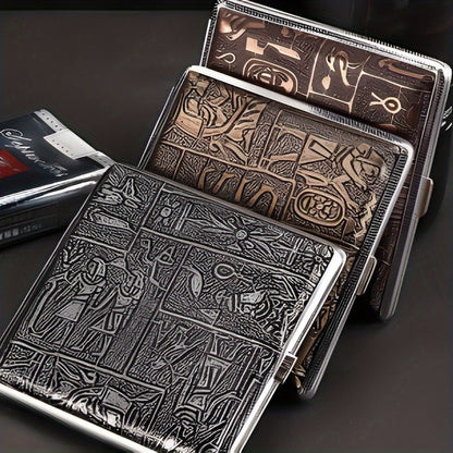Cigarette Case - Leather & Metal 3 Pack Waterproof Snap Closure Creative Storage Box for - product detail view 5