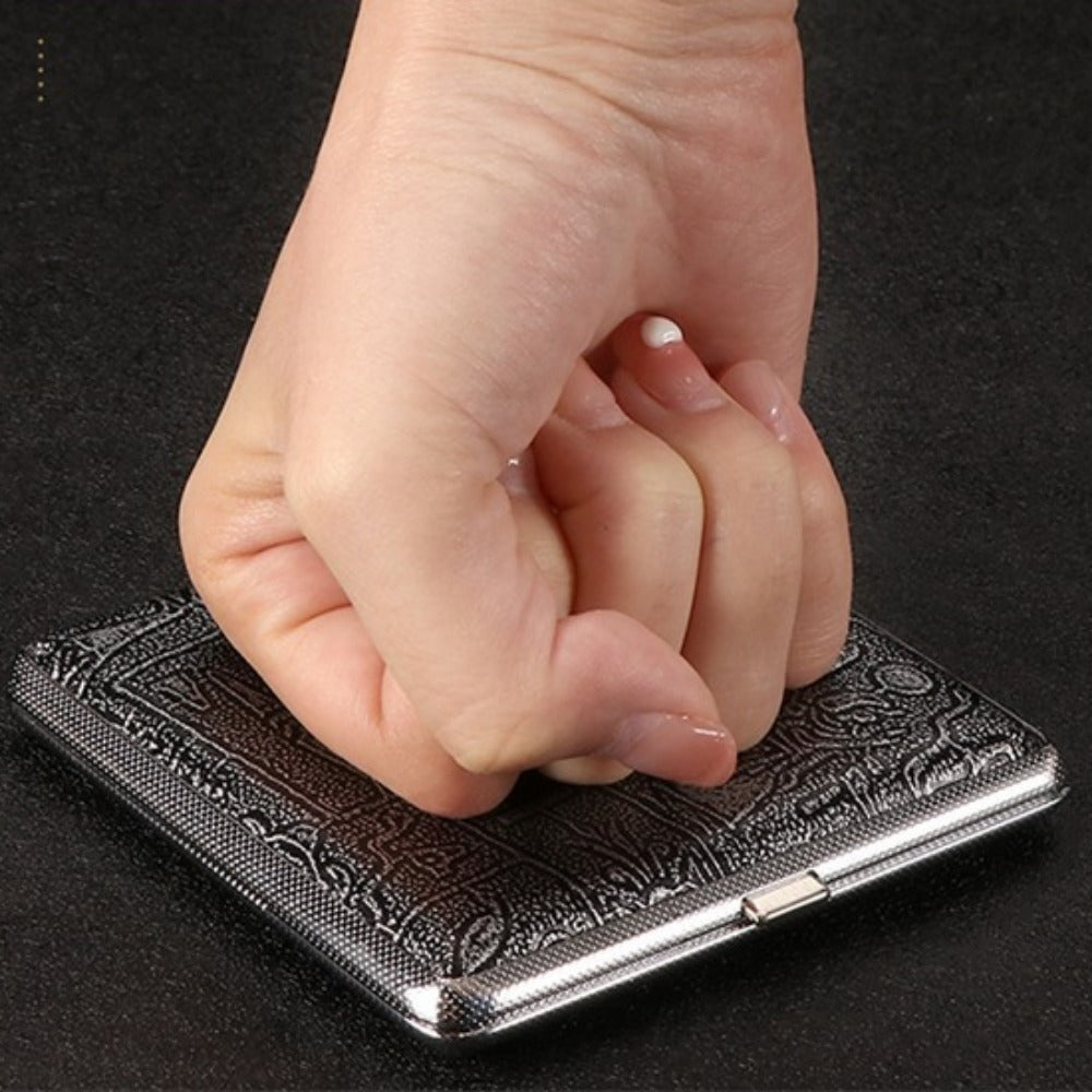 Cigarette Case - Leather & Metal 3 Pack Waterproof Snap Closure Creative Storage Box for - product detail view 6