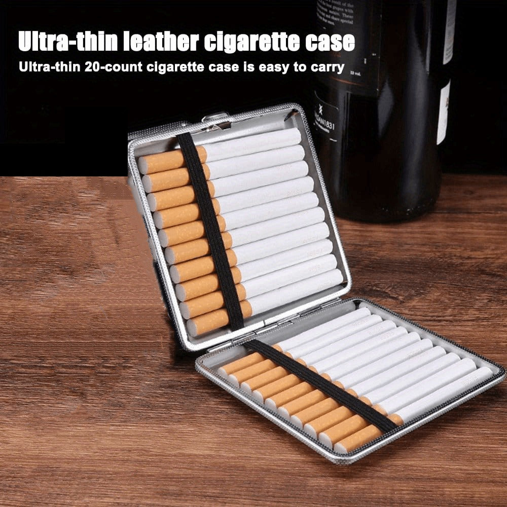 Cigarette Case - Leather & Metal 3 Pack Waterproof Snap Closure Creative Storage Box for - product detail view 9