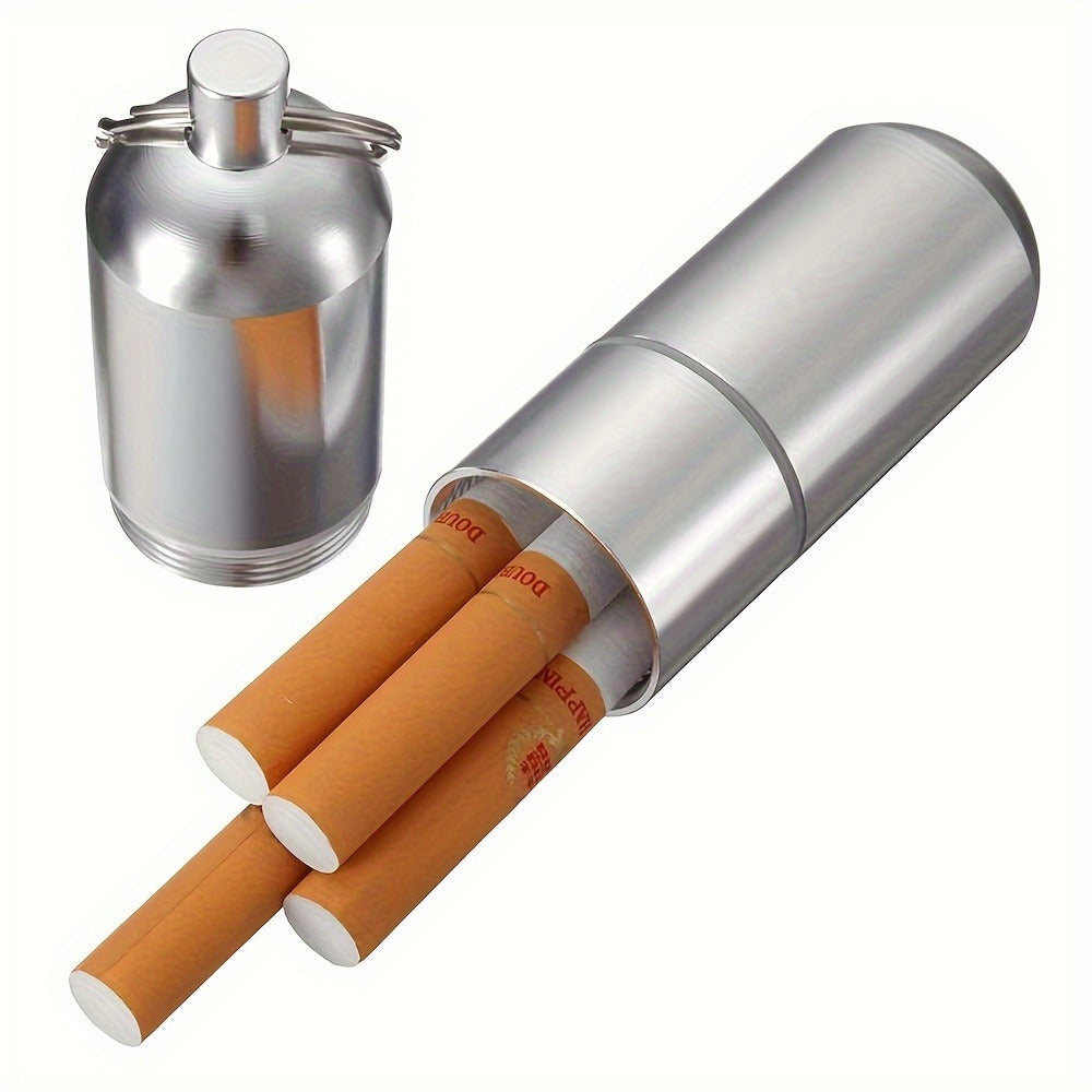 Cigarette Case - Mini Portable Holder 4 Pack Aluminum Alloy Slim Pocket Tube with Keychain - product detail view 2