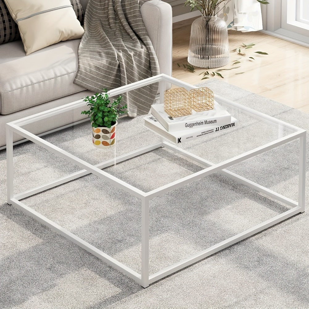 Clear Coffee Table, Modern Accent Table for Work, Display, and Everyday Use in Living Room detail image - detail view 10
