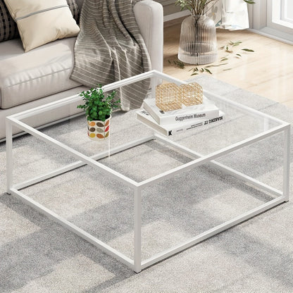 Clear Coffee Table, Modern Accent Table for Work, Display, and Everyday Use in Living Room detail image - detail view 10