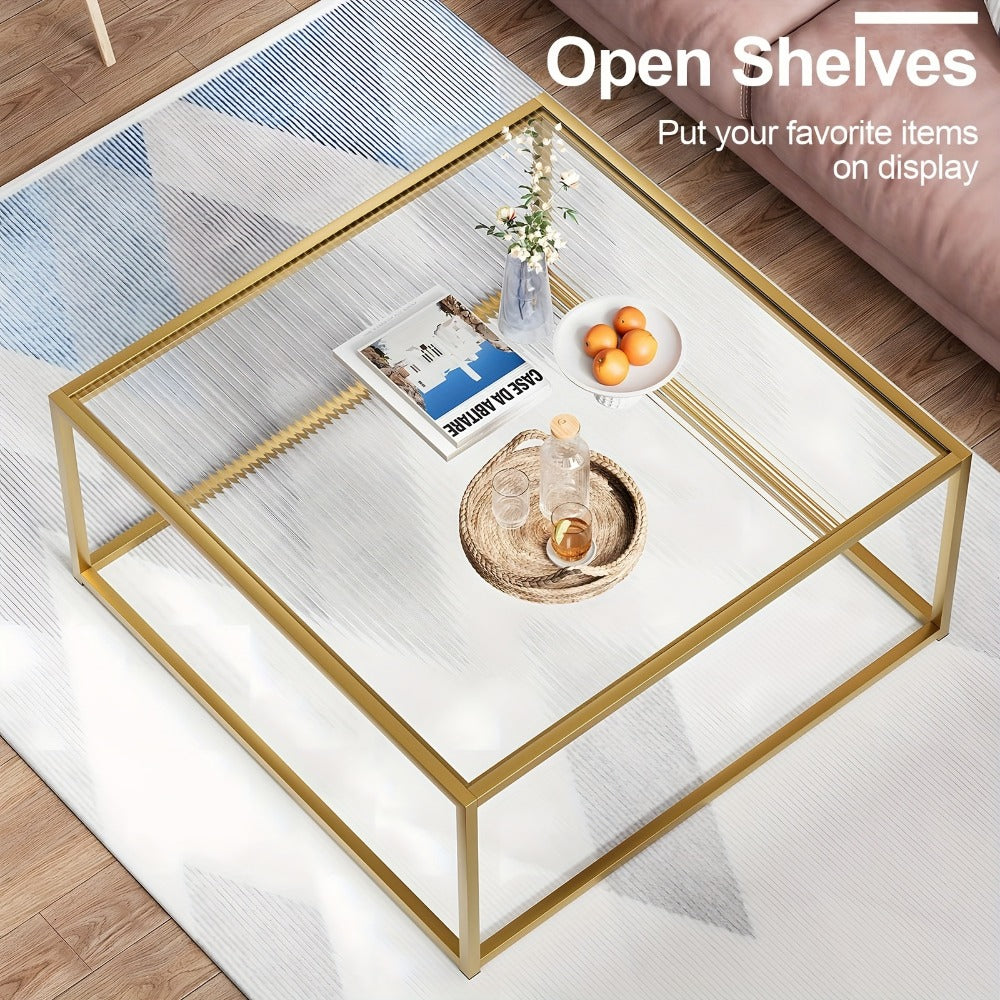 Clear Coffee Table, Modern Accent Table for Work, Display, and Everyday Use in Living Room detail image - detail view 14