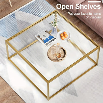 Clear Coffee Table, Modern Accent Table for Work, Display, and Everyday Use in Living Room detail image - detail view 14