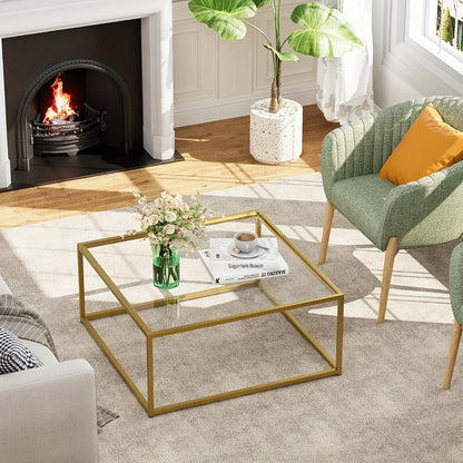 Clear Coffee Table, Modern Accent Table for Work, Display, and Everyday Use in Living Room detail image - detail view 15