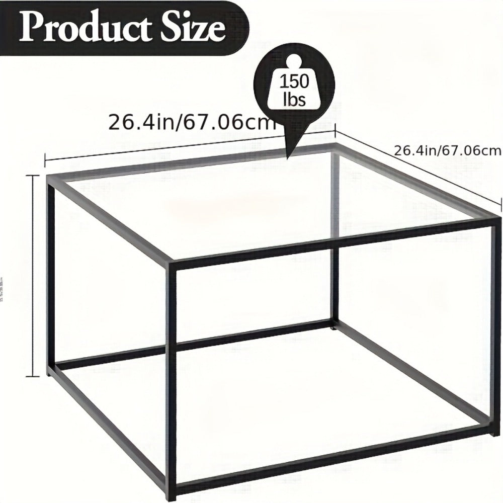 Clear Coffee Table, Modern Accent Table for Work, Display, and Everyday Use in Living Room detail image - detail view 4