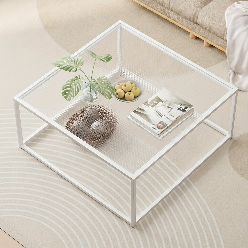 Clear Coffee Table, Modern Accent Table for Work, Display, and Everyday Use in Living Room detail image - detail view 5