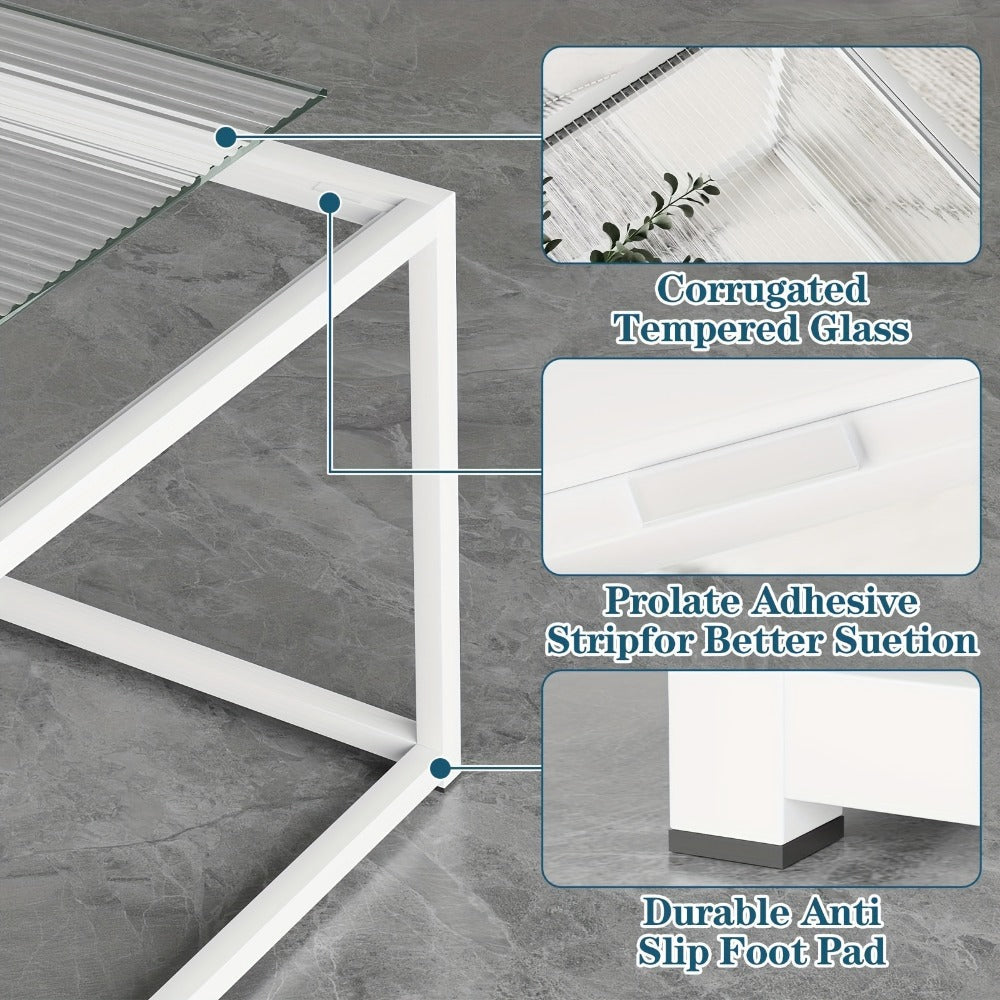 Clear Coffee Table, Modern Accent Table for Work, Display, and Everyday Use in Living Room detail image - detail view 6