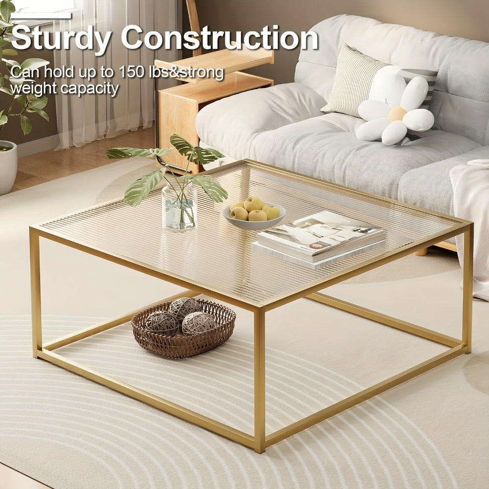 Clear Coffee Table, Modern Accent Table for Work, Display, and Everyday Use in Living Room detail image - detail view 9