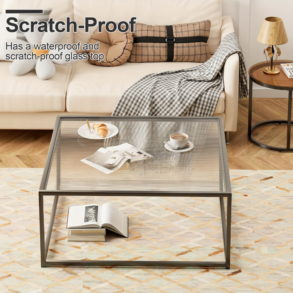 Coffee Tables shown in the White (Striped Glass) option