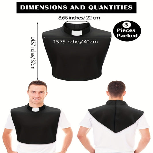 Clergy Collar - Tab 3 Pack Black with White Tab - Clerical for Priest Minister Pastor - product detail view 2