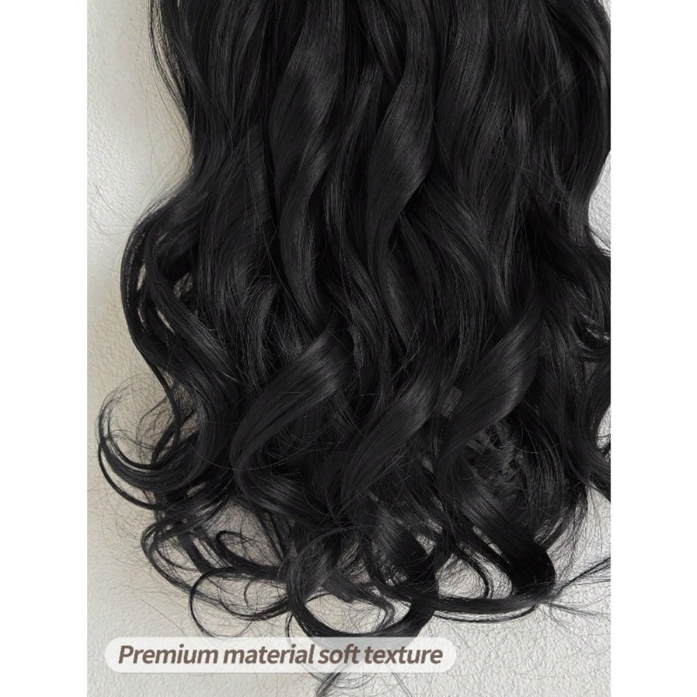 Clip In Hair Extensions - In 22 Inch 7pcs Set 16 Black Natural Wave Long Synthetic Hairpiece for - product detail view 7