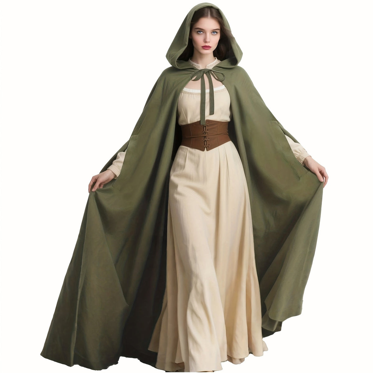 Cloaks & Capes - Hooded Cloak for Women Medieval Renaissance Witch Cape Full Length Gothic - product detail view 10