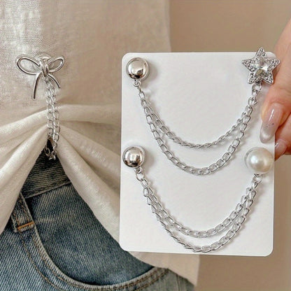 Clothing Accessories - Shortening Clips 20pcs Metal Invisible Safety Pin Hem Buckle Chain - product detail view 7