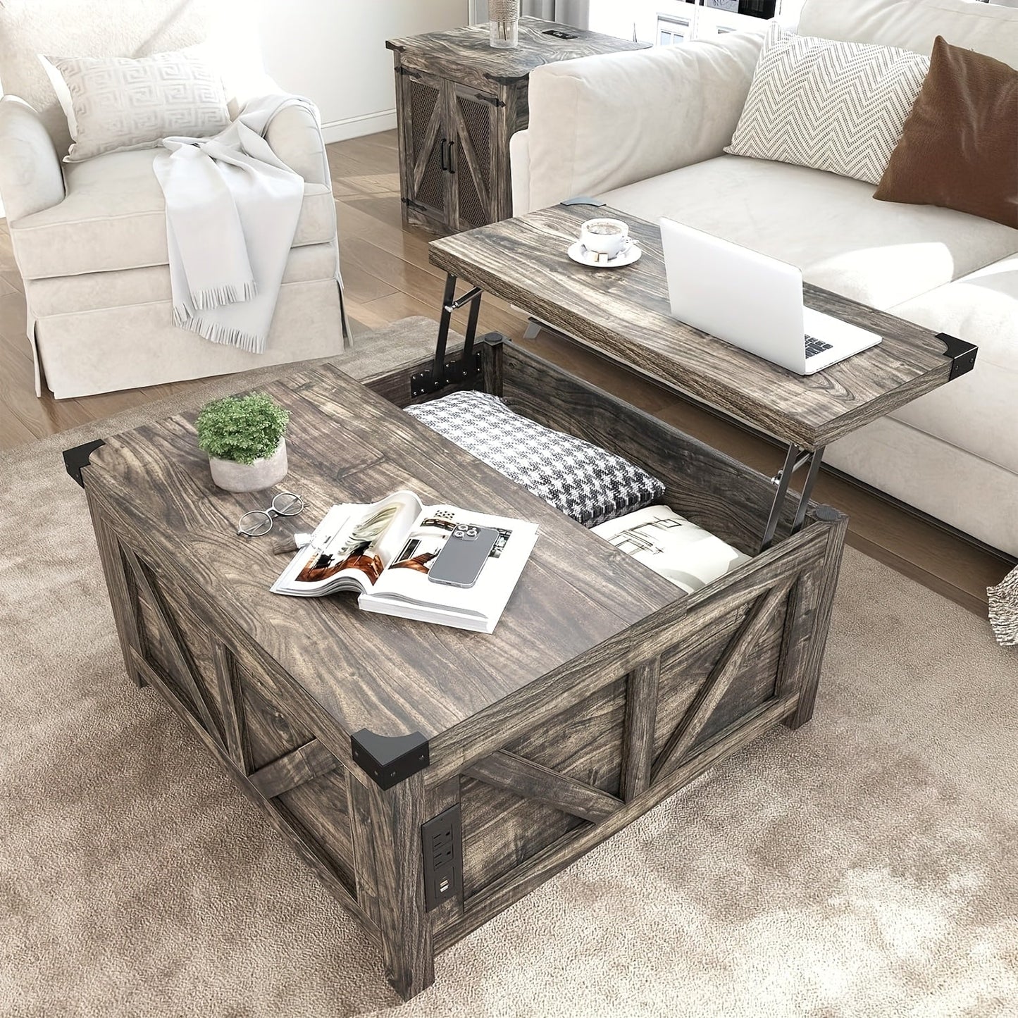 Coffee Table shown in the Dark Oak Grey-DG-0258 option