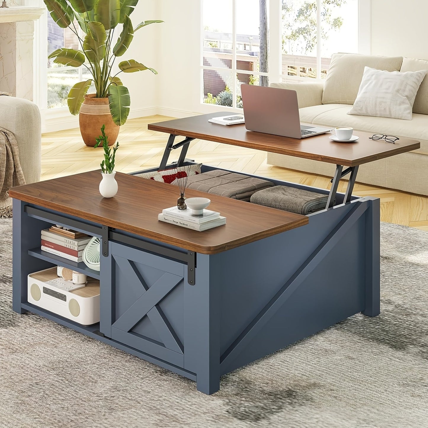 Coffee Table shown in the Blue option