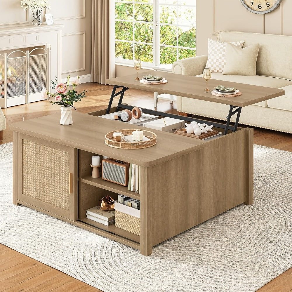 Coffee Table with Hidden Storage, Modern Accent Table for Living Room detail image - detail view 11