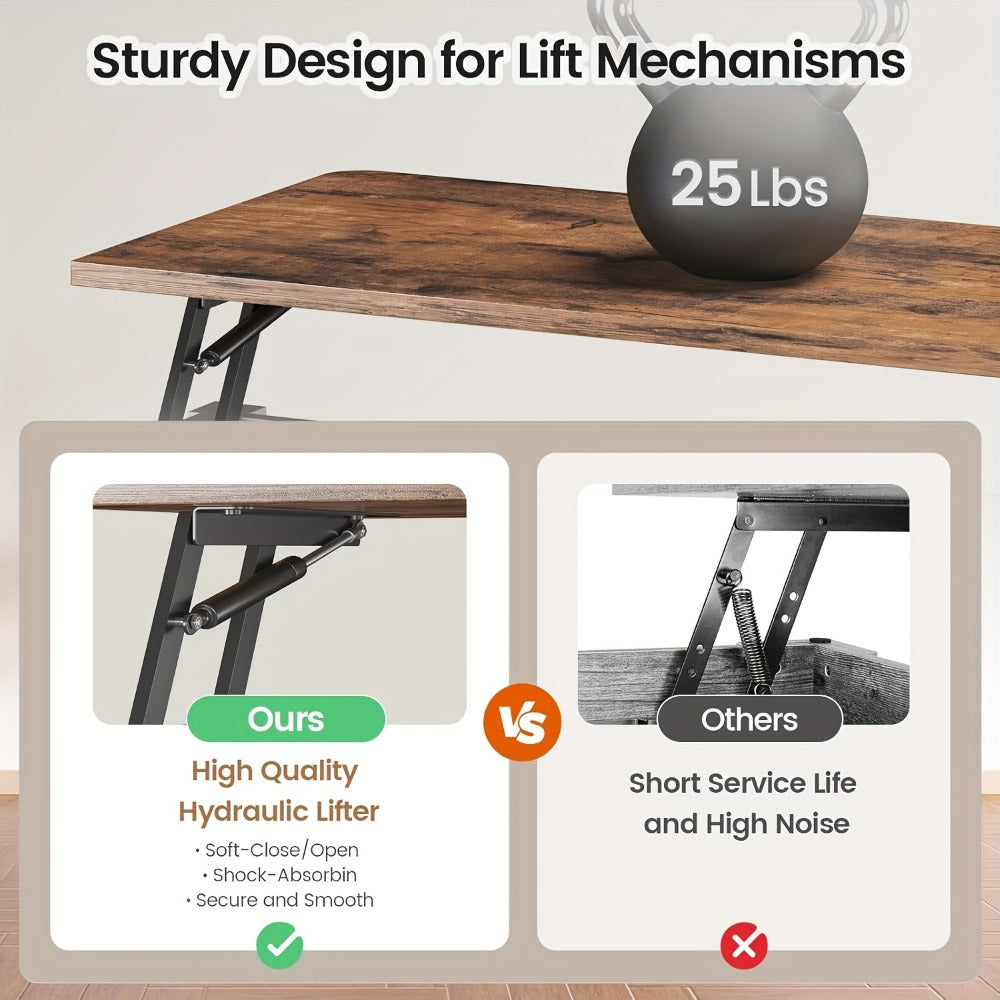 Coffee Table with Hidden Storage, Modern Accent Table for Living Room detail image - detail view 14
