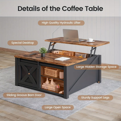 Coffee Table with Hidden Storage, Modern Accent Table for Living Room detail image - detail view 15