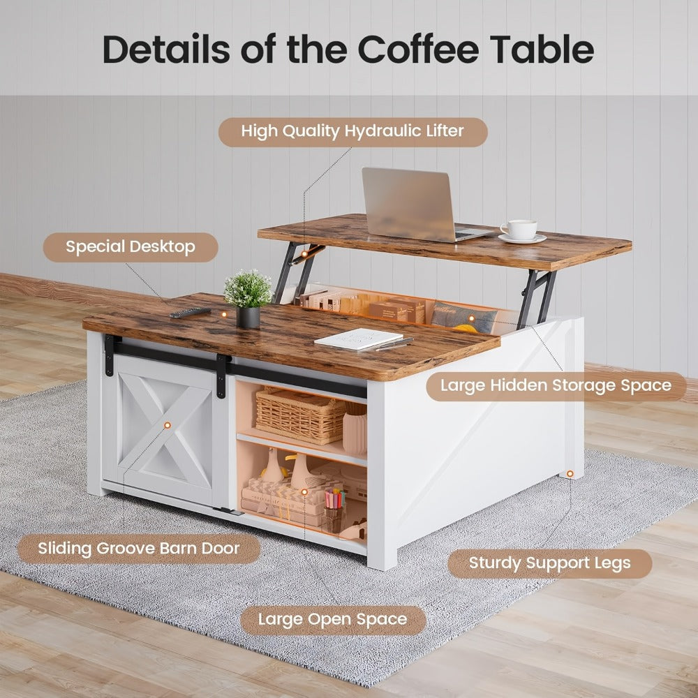 Coffee Table with Hidden Storage, Modern Accent Table for Living Room detail image - detail view 5