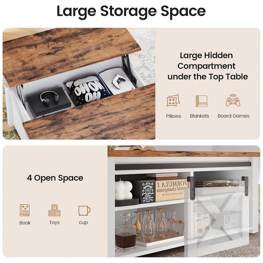 Coffee Table with Hidden Storage, Modern Accent Table for Living Room detail image - detail view 7