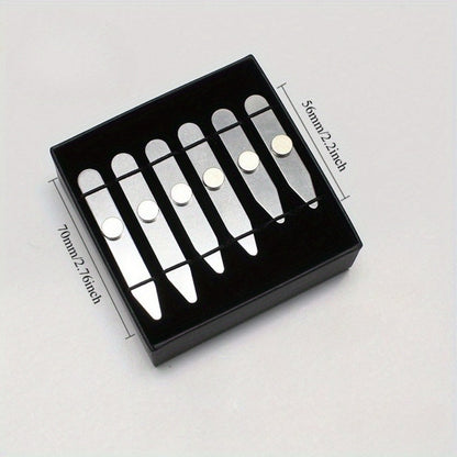 Collar Stays - for Men 3 Pairs Metal Black Gold - Reinforced Shirt Stiffeners for Dress - main product view