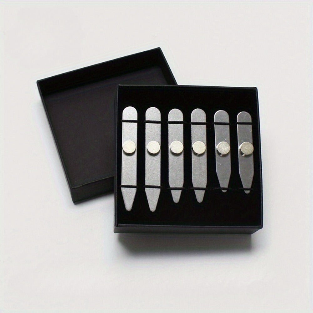 Collar Stays - for Men 3 Pairs Metal Black Gold - Reinforced Shirt Stiffeners for Dress - product detail view 2