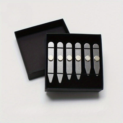 Collar Stays - for Men 3 Pairs Metal Black Gold - Reinforced Shirt Stiffeners for Dress - product detail view 2