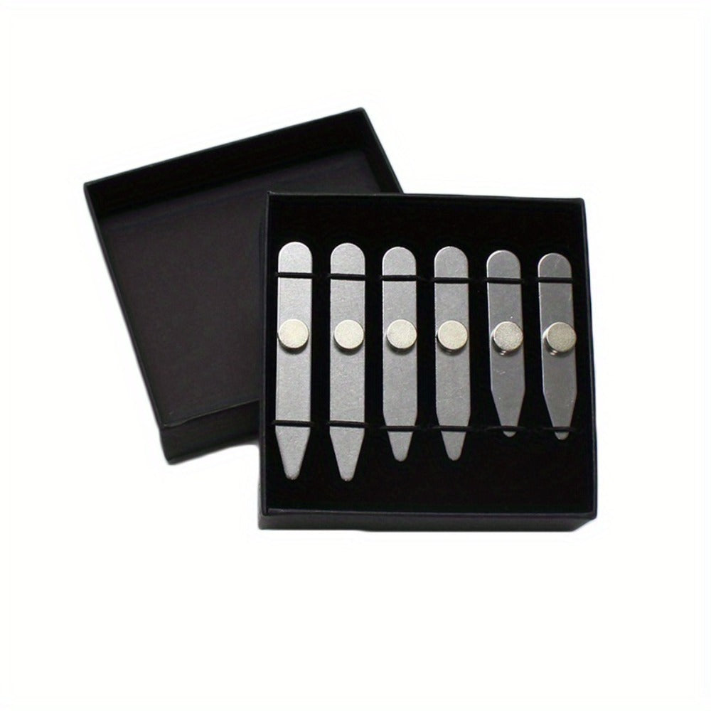 Collar Stays - for Men 3 Pairs Metal Black Gold - Reinforced Shirt Stiffeners for Dress - product detail view 3