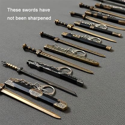 Collectible Miniature Weapons - Sword Set 7pcs Metal Alloy Ancient Anime Cosplay Pendant Collection - product detail view 2
