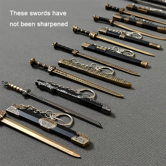 Collectible Miniature Weapons - Sword Set 7pcs Metal Alloy Ancient Anime Cosplay Pendant Collection - product detail view 2