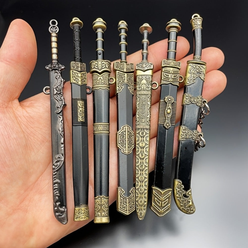 Collectible Miniature Weapons - Sword Set 7pcs Metal Alloy Ancient Anime Cosplay Pendant Collection - product detail view 3
